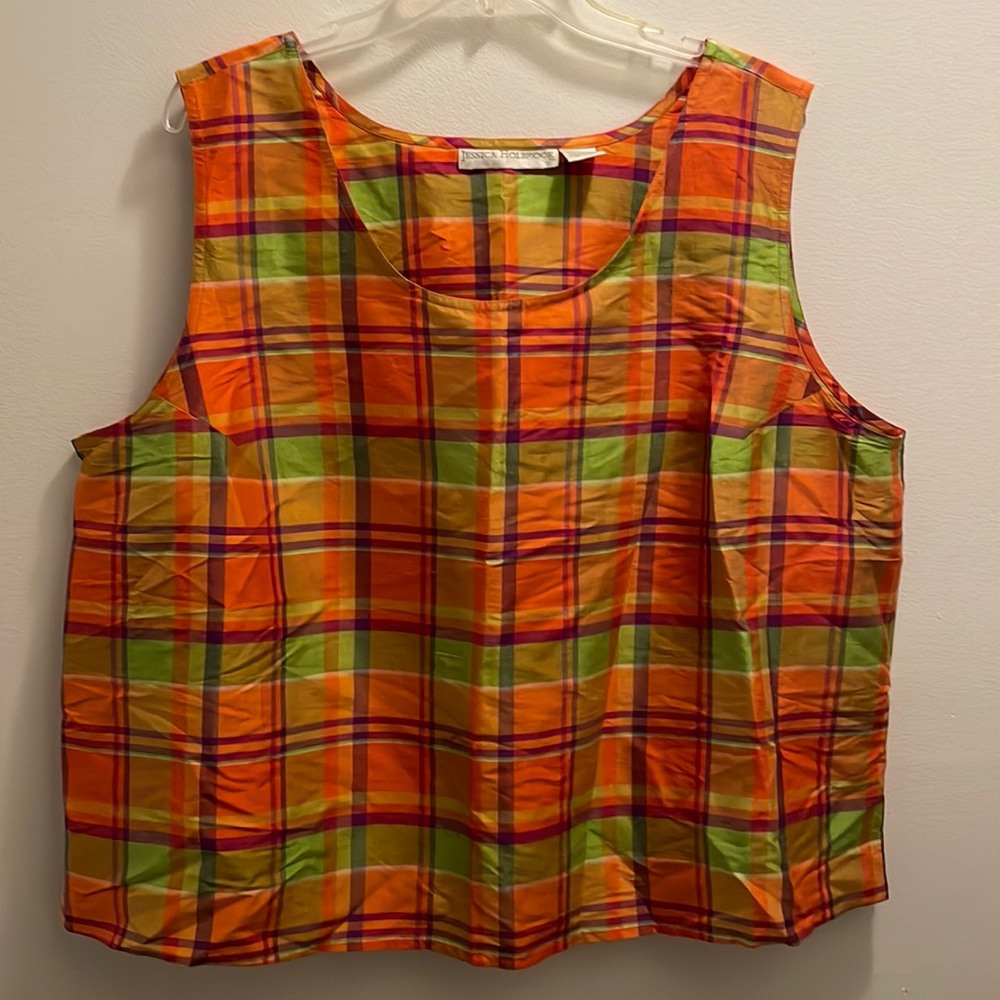 Classic plaid silk top